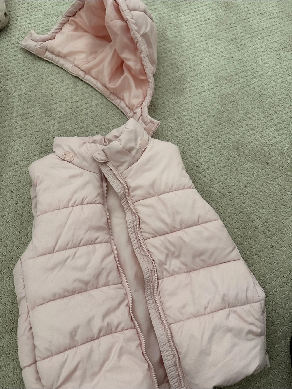 H&M Light Pink Puffer Vest with Hood